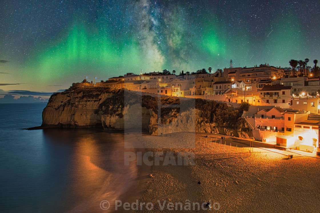 "Beach Night Clif and Sand" stock image