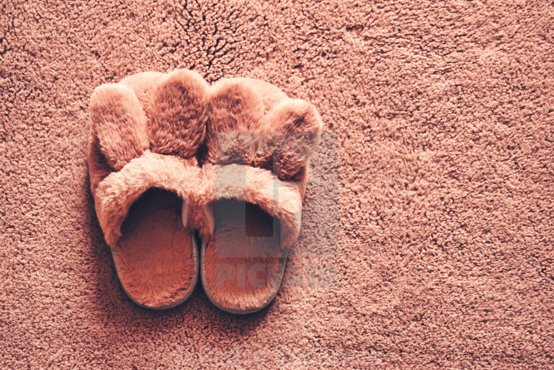 "Slippers over carpet" stock image