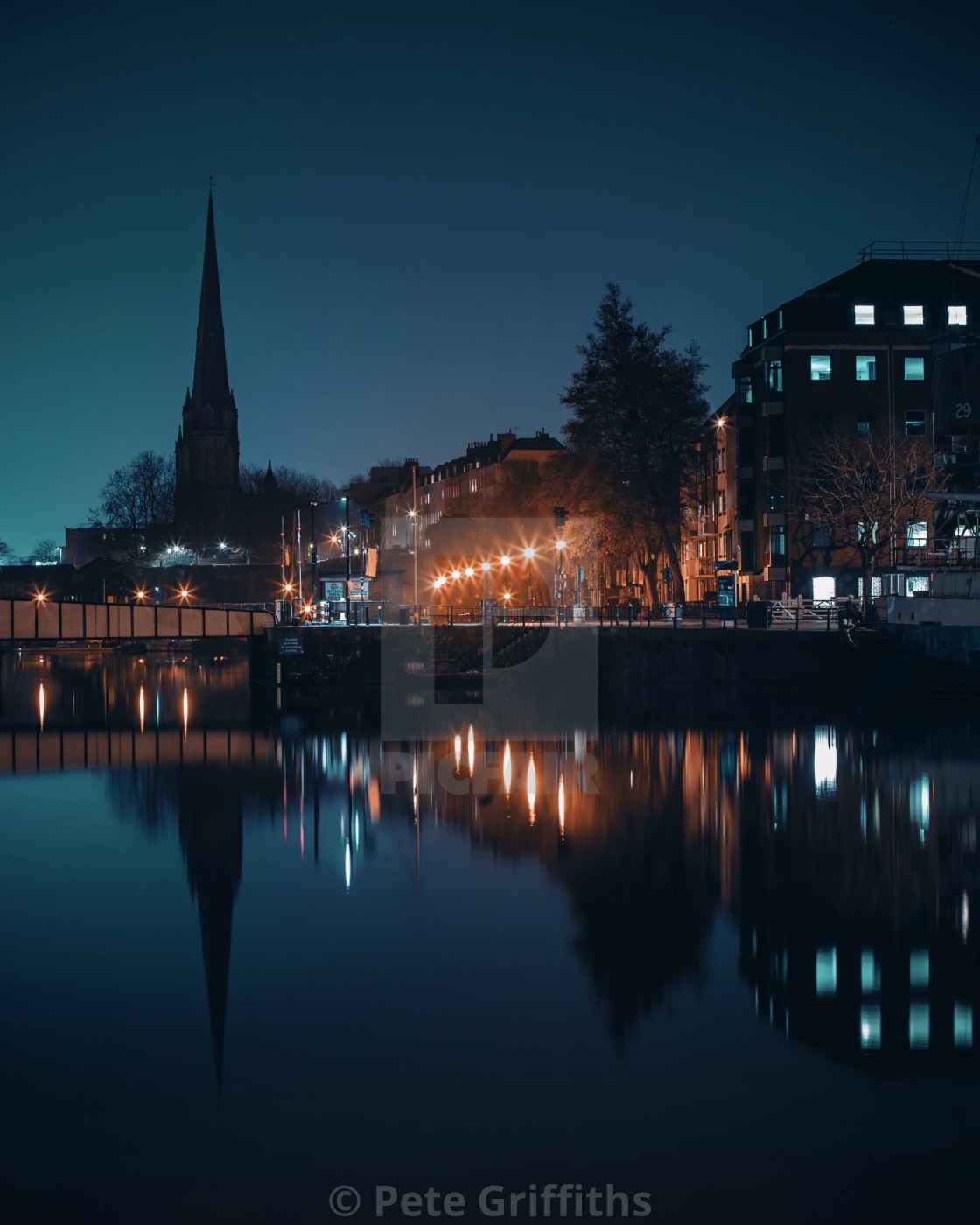 "Reflections on the docks" stock image