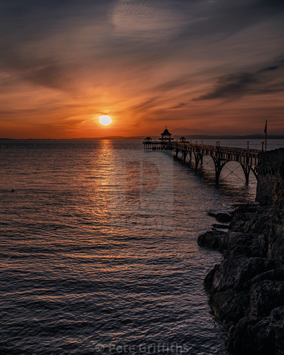 "Clevedon Sunset" stock image