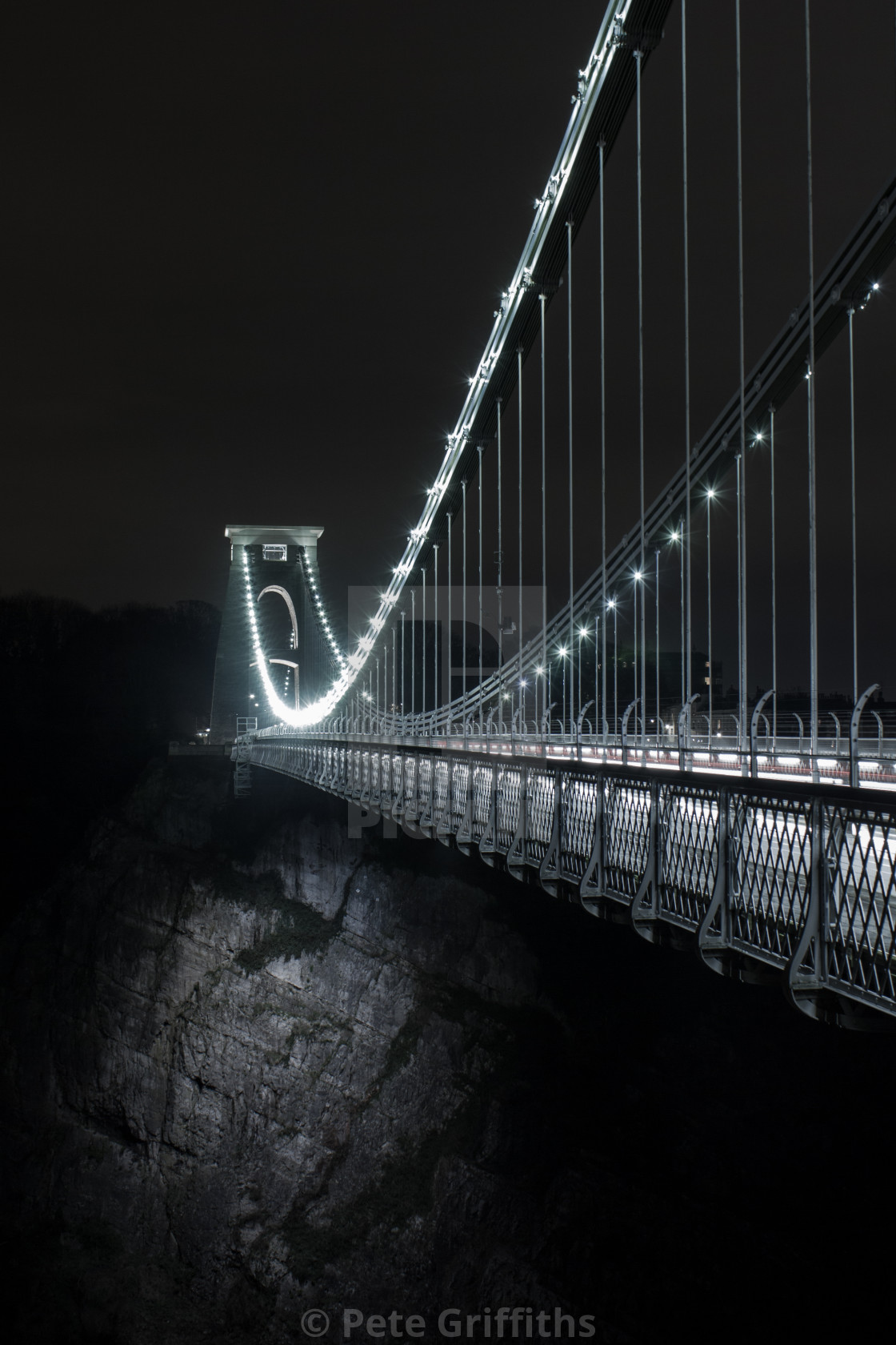 "Clifton Suspension Bridge at night" stock image