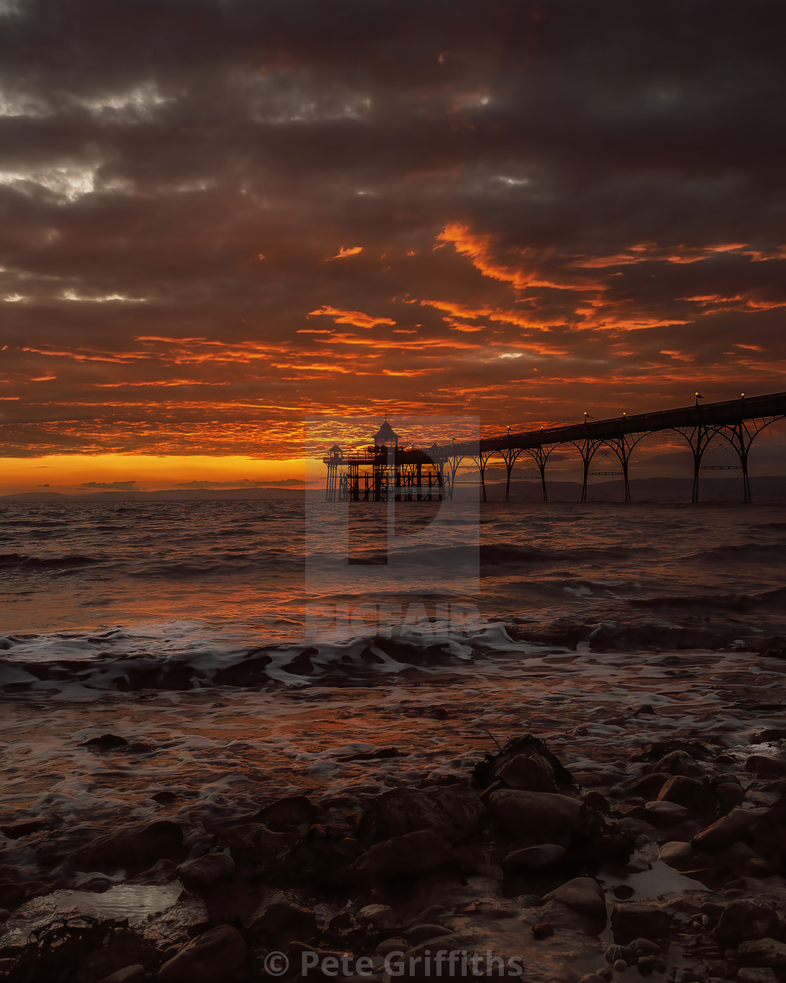 "Clevedon Pier Sunset" stock image