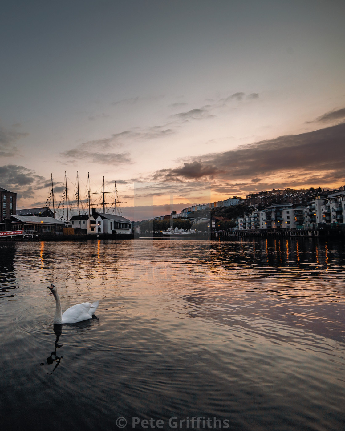 "Sunset over the harbour" stock image