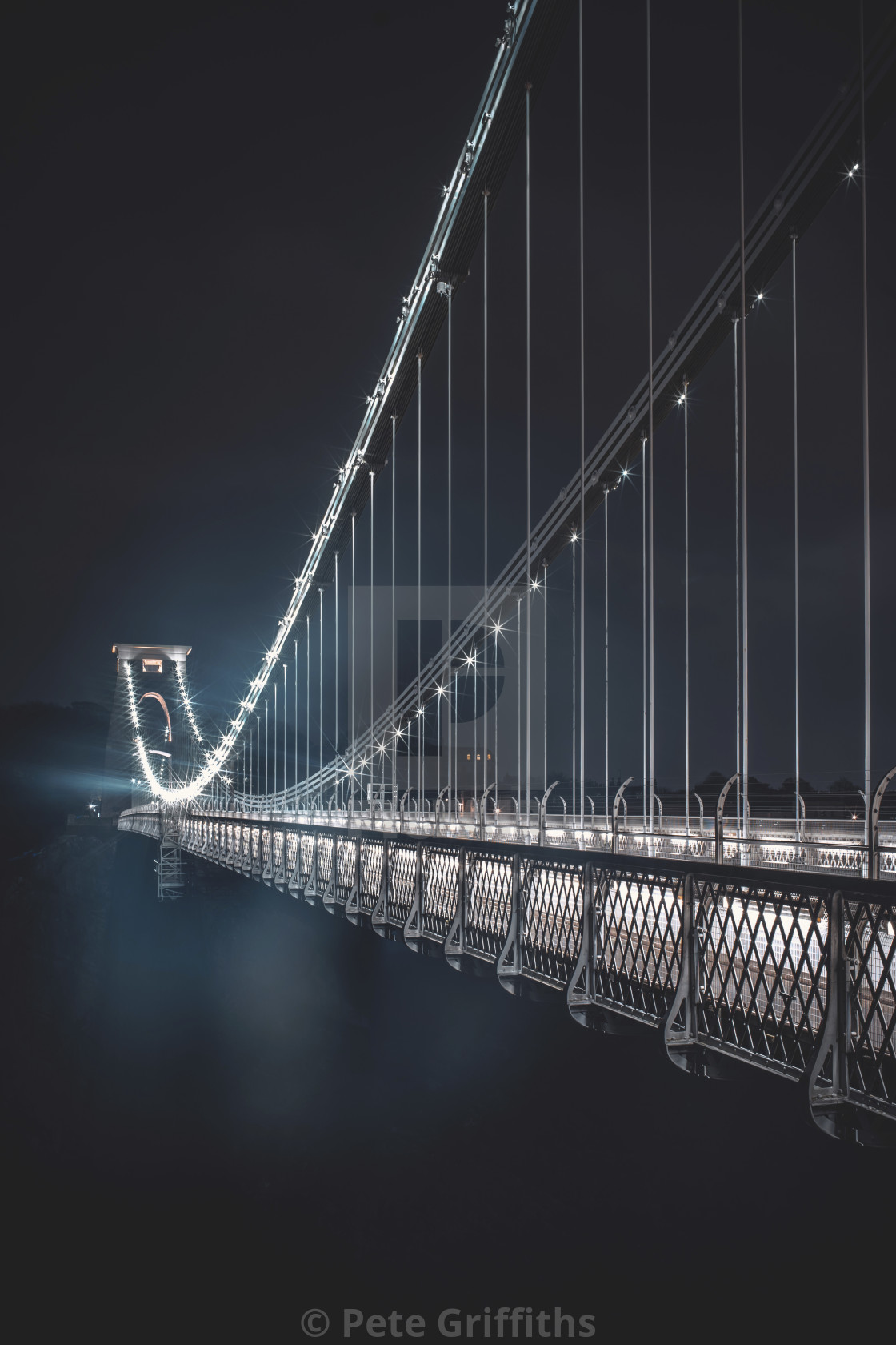 "Clifton Suspension Bridge at night" stock image