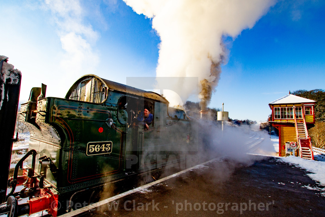 "Locomotive no. 5643, Class5600, Origin GWR in use at Embsay and Bolton Abbey Steam Railway" by Peter W. Clark - 'photographer' - £10.00 "Locomotive no. 5643, Class5600, Origin GWR in use at Embsay and Bolton Abbey Steam Railway" stock image