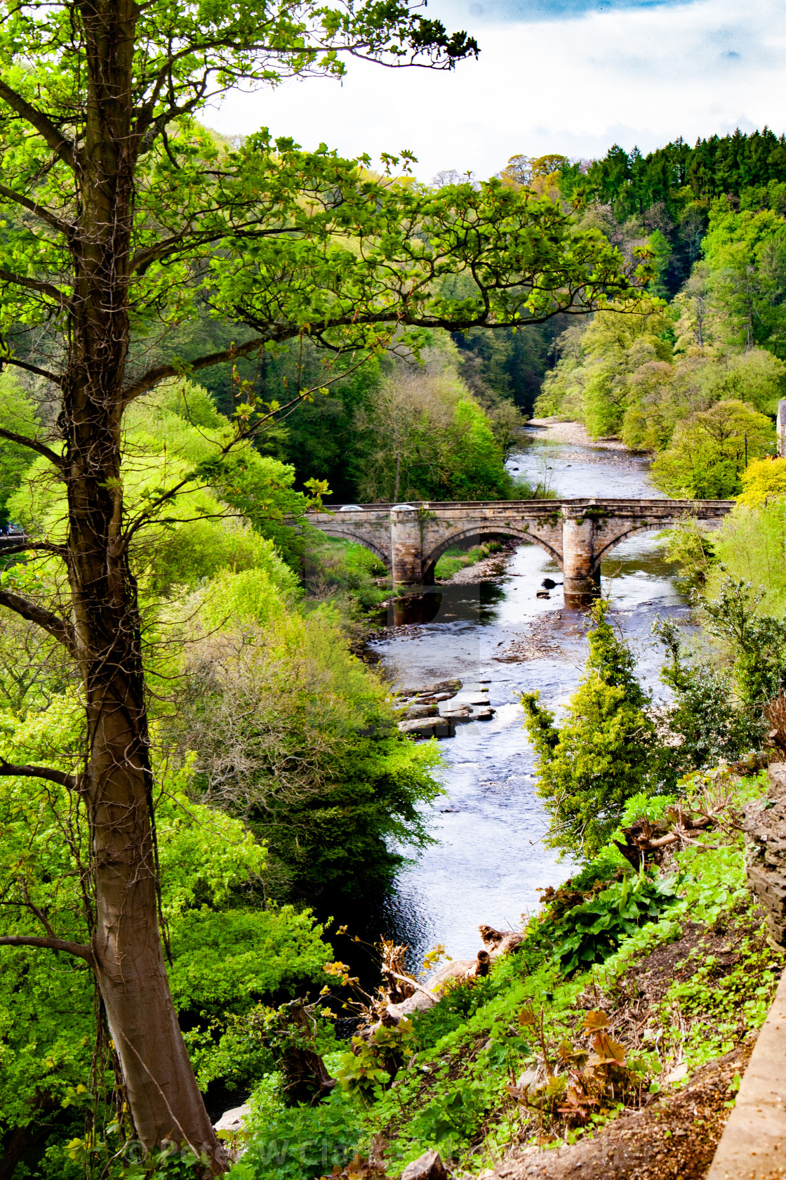 "View over River Swale from Castle Walk, Richmond,North Yorkshire." by Peter W. Clark - 'photographer' - £12.00 "View over River Swale from Castle Walk, Richmond,North Yorkshire." stock image