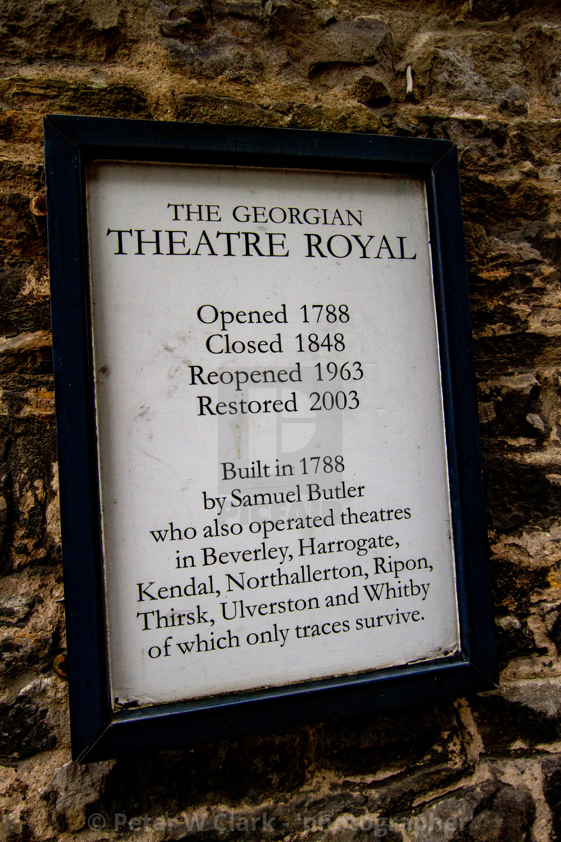 "The Georgian Theatre Royal, Exterior Wall Sign, Richmond, North Yorkshire." by Peter W. Clark - 'photographer' - £15.00 "The Georgian Theatre Royal, Exterior Wall Sign, Richmond, North Yorkshire." stock image