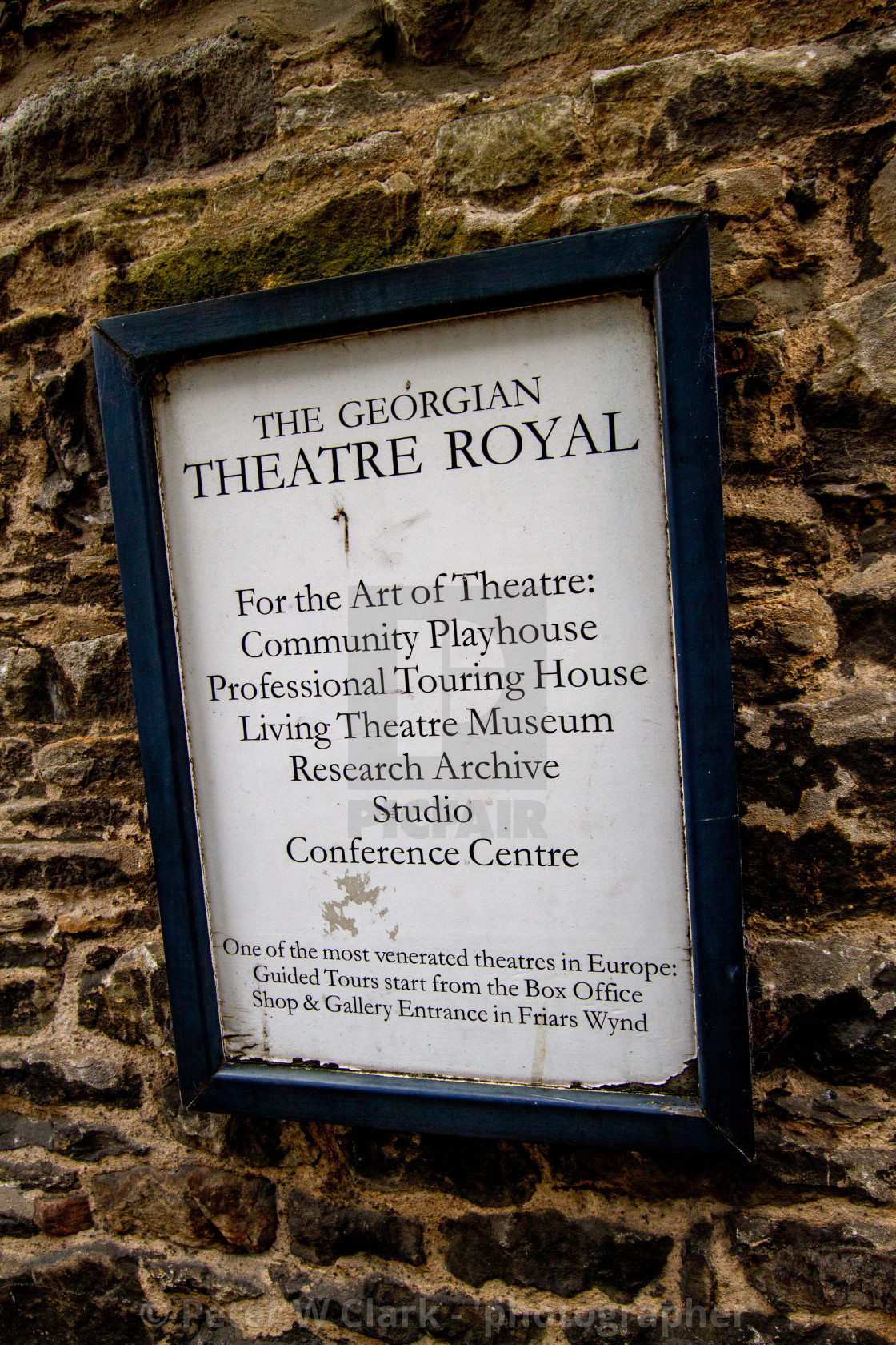 "The Georgian Theatre Royal Exterior Wall Sign, Richmond, North Yorkshire." by Peter W. Clark - 'photographer' - £15.00 "The Georgian Theatre Royal Exterior Wall Sign, Richmond, North Yorkshire." stock image