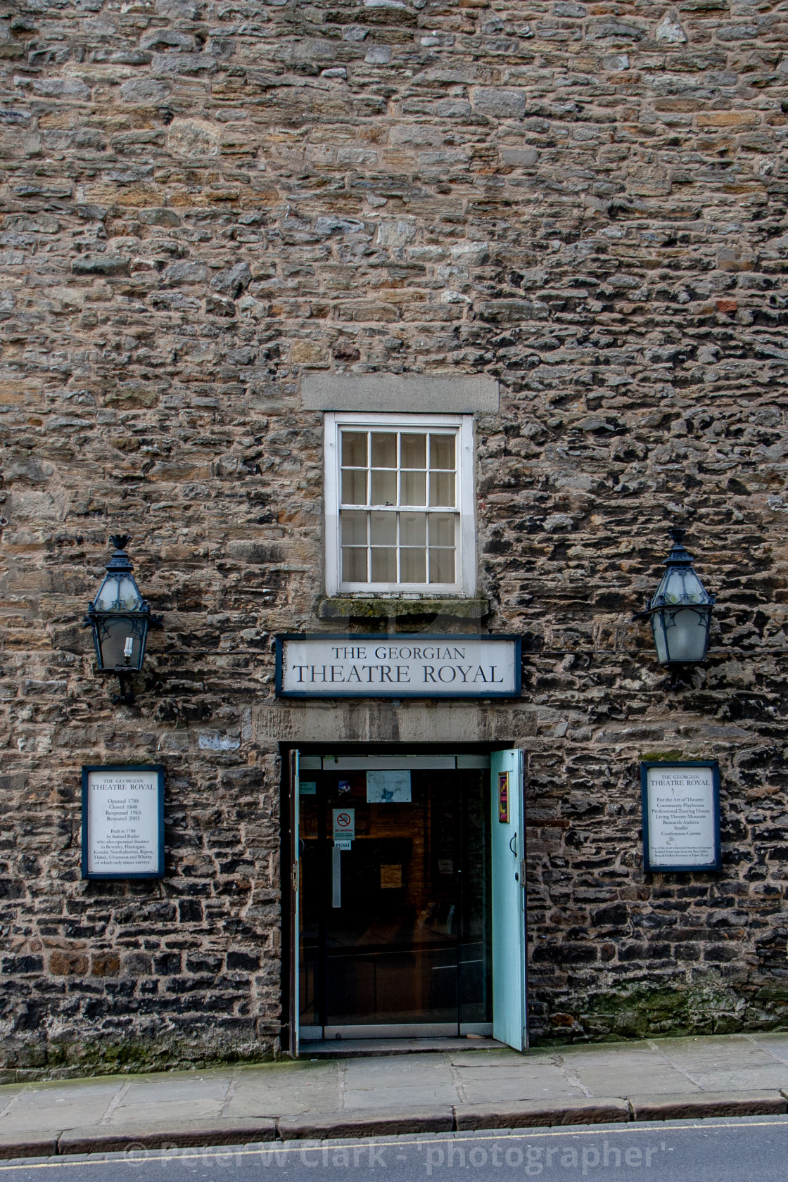 "The Georgian Theatre Royal Showing Entrance and Signs. Richmond, North Yorkshire." by Peter W. Clark - 'photographer' - £15.00 "The Georgian Theatre Royal Showing Entrance and Signs. Richmond, North Yorkshire." stock image