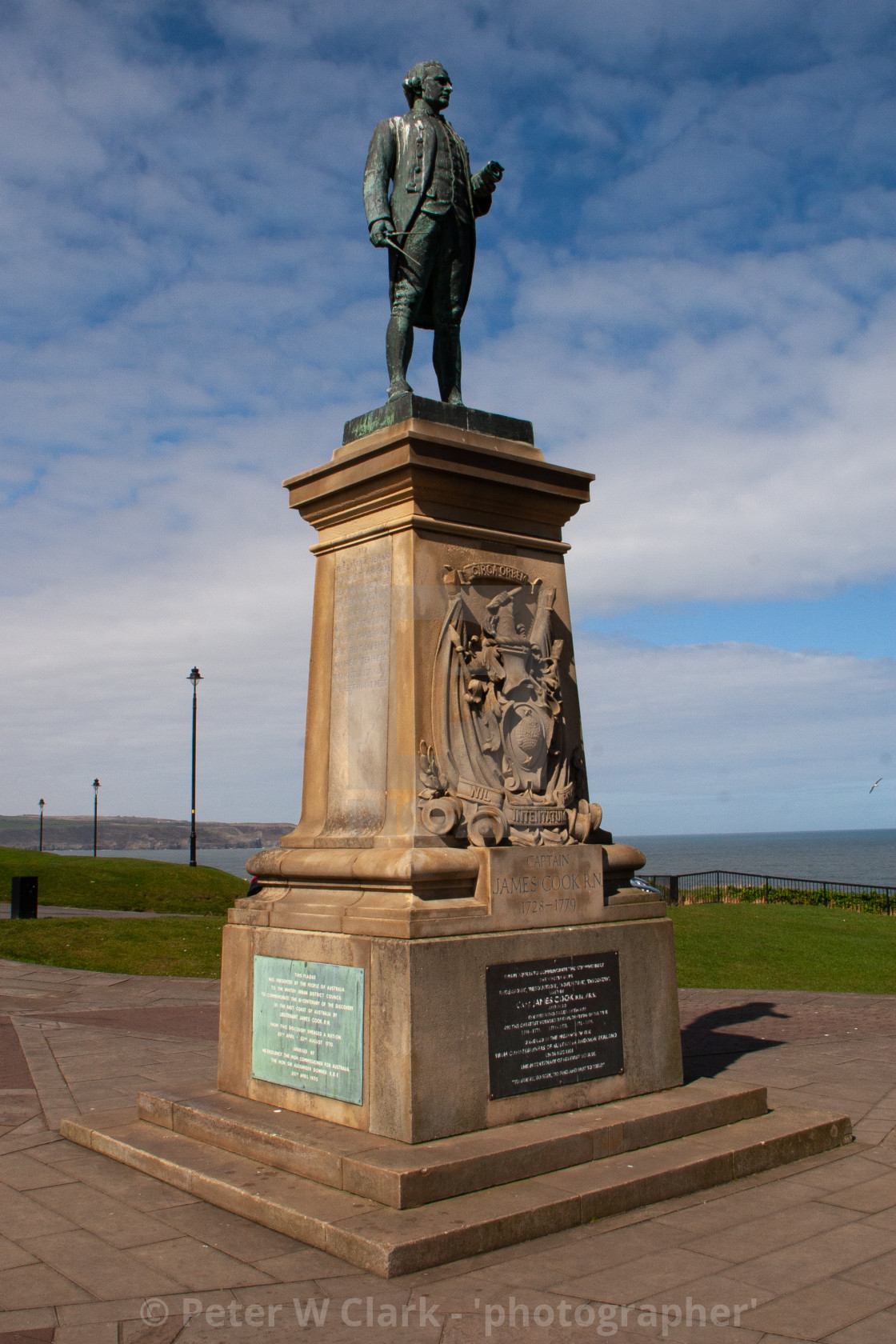 "Whitby, UK, Captain Cook Statue" by Peter W. Clark - 'photographer' - £15.00 "Whitby, UK, Captain Cook Statue" stock image