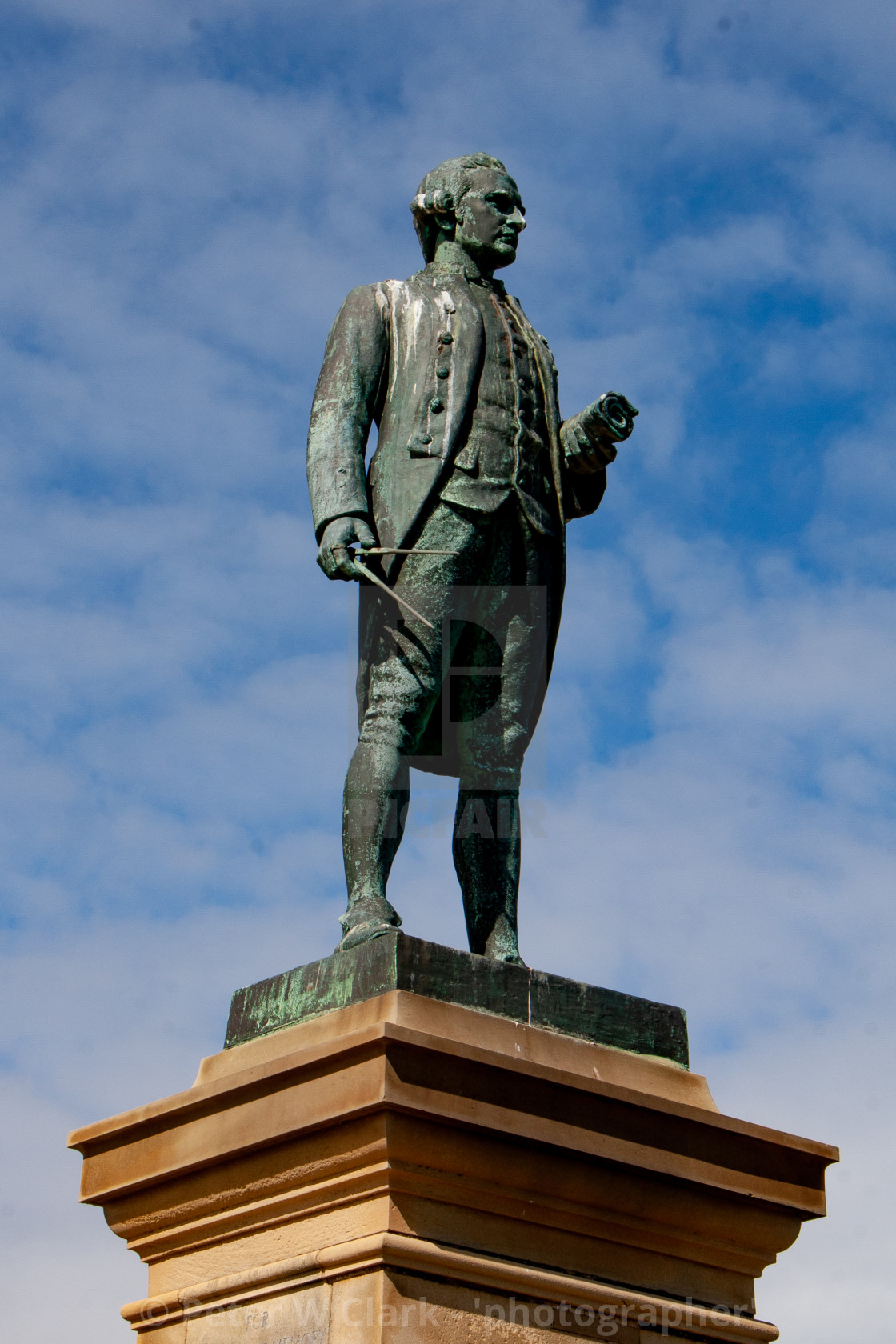 "Whitby, UK, Captain Cook Statue" by Peter W. Clark - 'photographer' - £15.00 "Whitby, UK, Captain Cook Statue" stock image