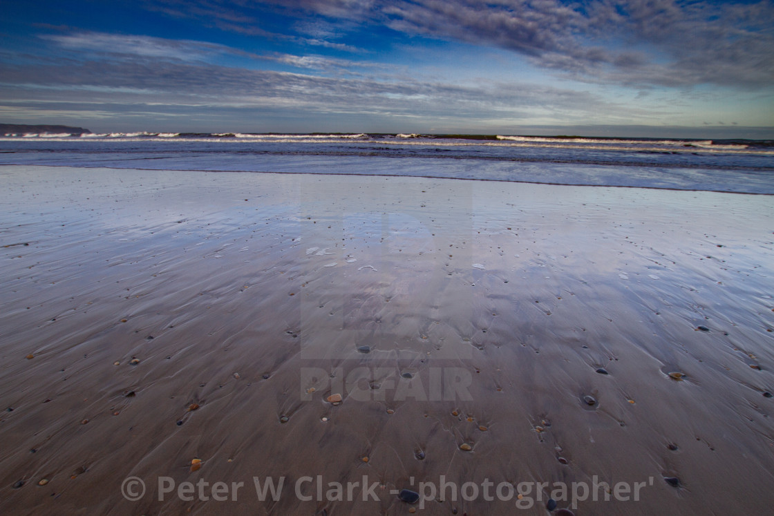"Whitby, UK, Beach, Reflection. Blue Sky and Copy Space." by Peter W. Clark - 'photographer' - £20.00 "Whitby, UK, Beach, Reflection. Blue Sky and Copy Space." stock image
