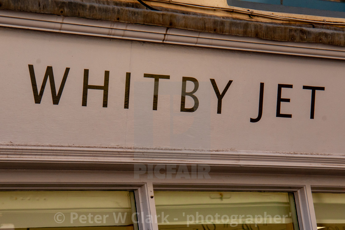"Whitby, UK, Yorkshire East Coast, Whitby Jet, Shop Sign." by Peter W. Clark - 'photographer' - £15.00 "Whitby, UK, Yorkshire East Coast, Whitby Jet, Shop Sign." stock image