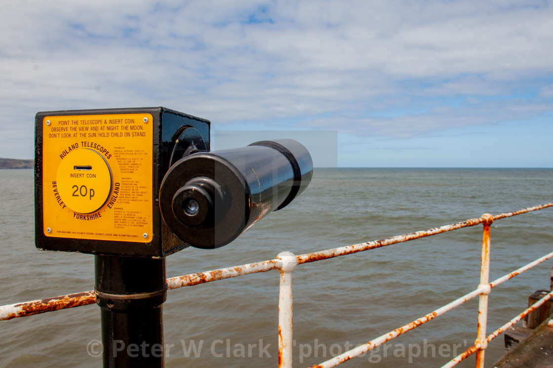 "Whitby,UK,Yorkshire,East coast, Roland Pay to View Telescope at the Harbour." by Peter W. Clark - 'photographer' - £10.00 "Whitby,UK,Yorkshire,East coast, Roland Pay to View Telescope at the Harbour." stock image
