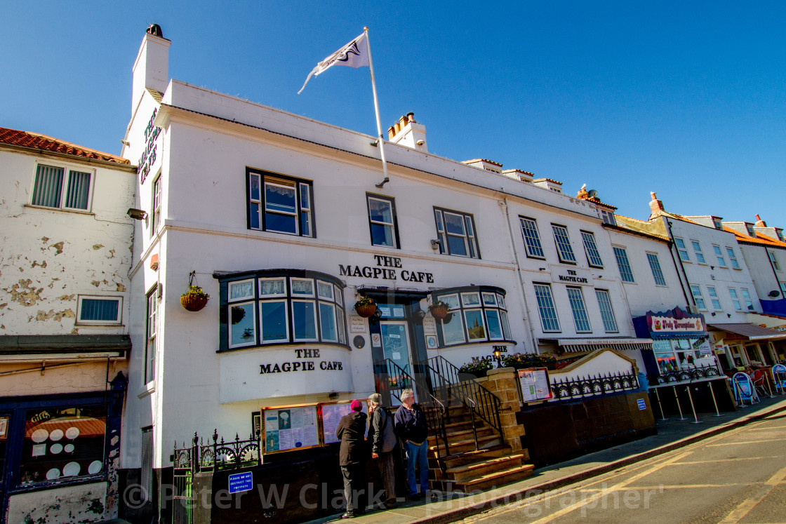 "Whitby,UK,Yorkshire,East coast, The Magpie Cafe. Photograph taken April 2013." by Peter W. Clark - 'photographer' - £10.00 "Whitby,UK,Yorkshire,East coast, The Magpie Cafe. Photograph taken April 2013." stock image