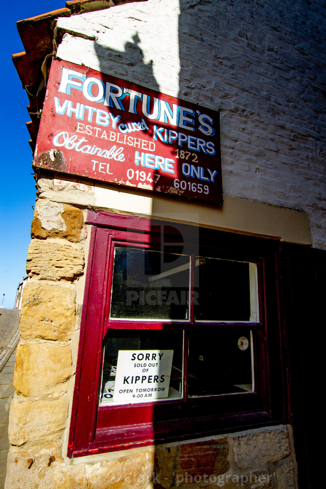 "Whitby,UK,Yorkshire,East coast, Fortunes Whitby Kippers Shop." by Peter W. Clark - 'photographer' - £10.00 "Whitby,UK,Yorkshire,East coast, Fortunes Whitby Kippers Shop." stock image