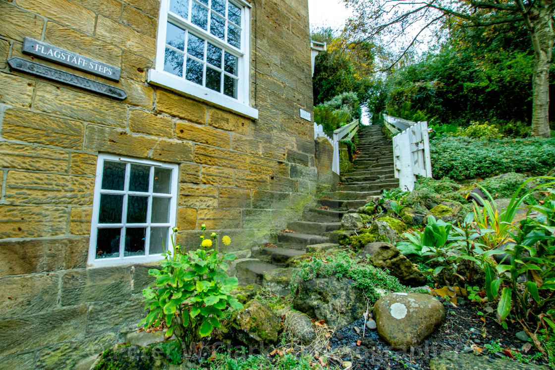 "Robin Hoods Bay, Flagstaff Steps, Cleveland Way." by Peter W. Clark - 'photographer' - £10.00 "Robin Hoods Bay, Flagstaff Steps, Cleveland Way." stock image