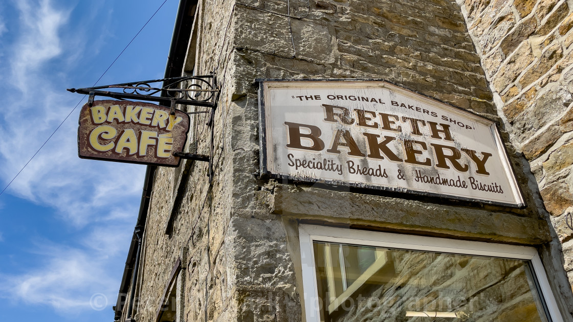 "Reeth Bakery Signs, Swaledale, North Yorkshire." by Peter W. Clark - 'photographer' - £10.00 "Reeth Bakery Signs, Swaledale, North Yorkshire." stock image