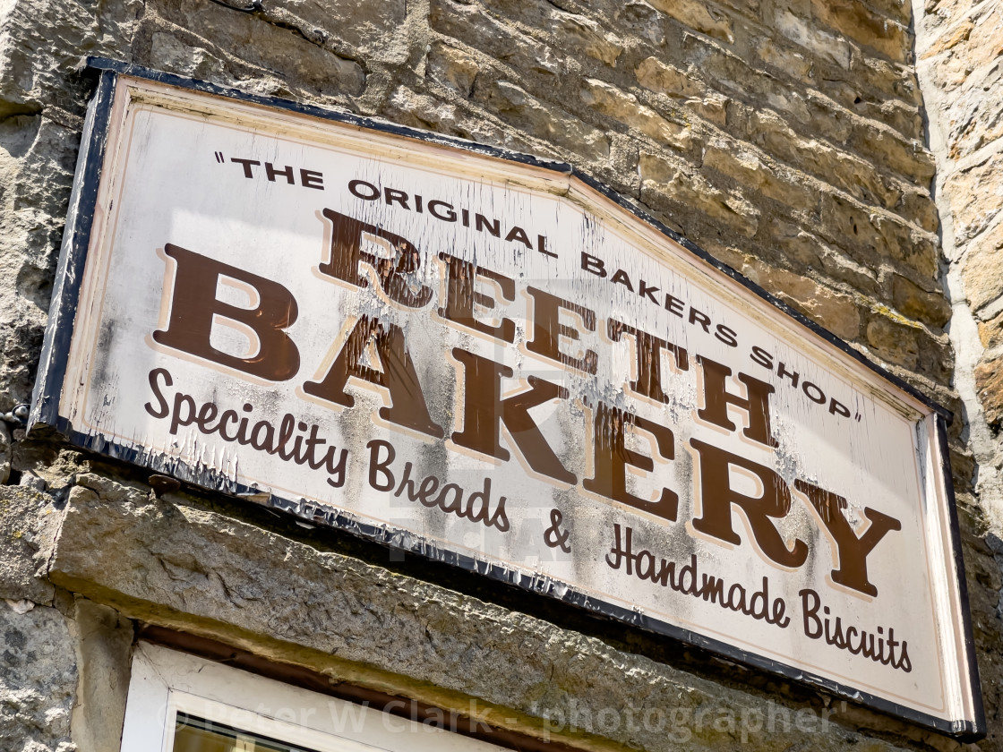 "Reeth Bakery Sign, Swaledale, North Yorkshire." by Peter W. Clark - 'photographer' - £10.00 "Reeth Bakery Sign, Swaledale, North Yorkshire." stock image