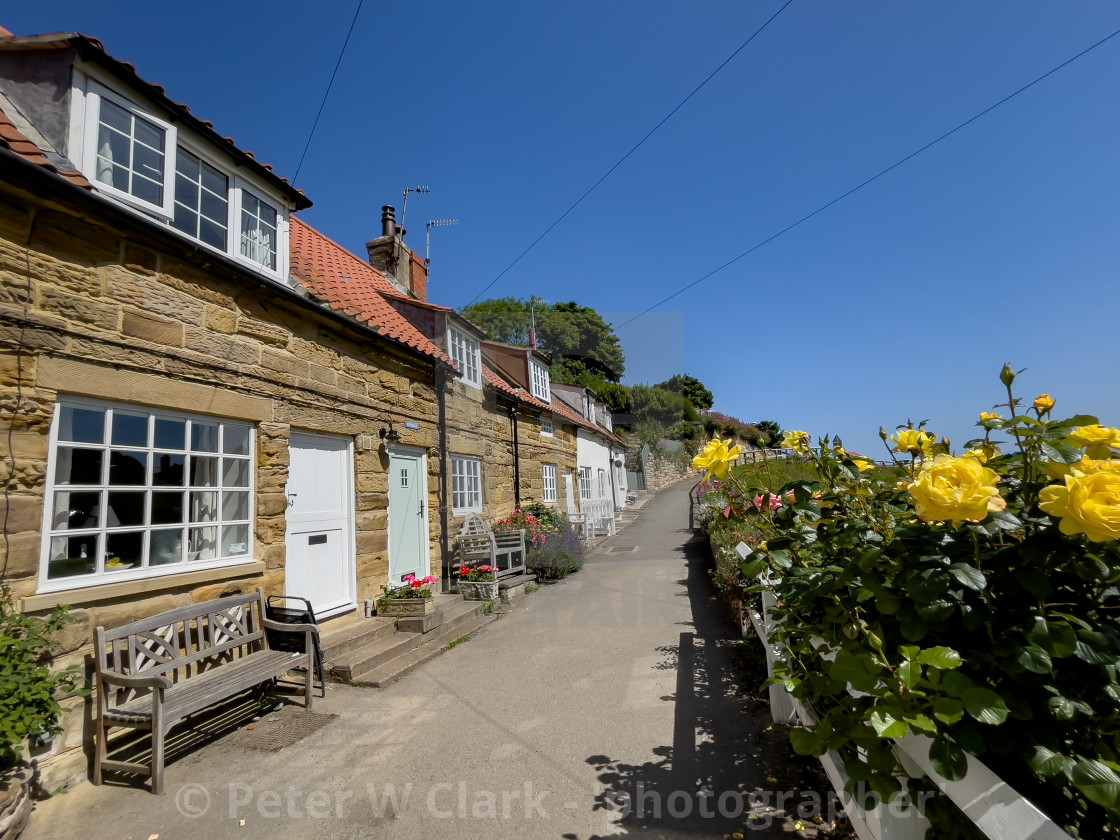 "Sandsend, Quaint Coastal Cottages" by Peter W. Clark - 'photographer' - £10.00 "Sandsend, Quaint Coastal Cottages" stock image