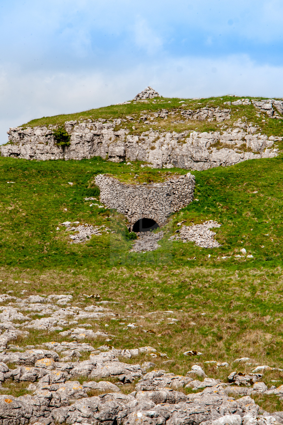 "Old Lime kiln at Hill Castles Scar, Conistone" stock image