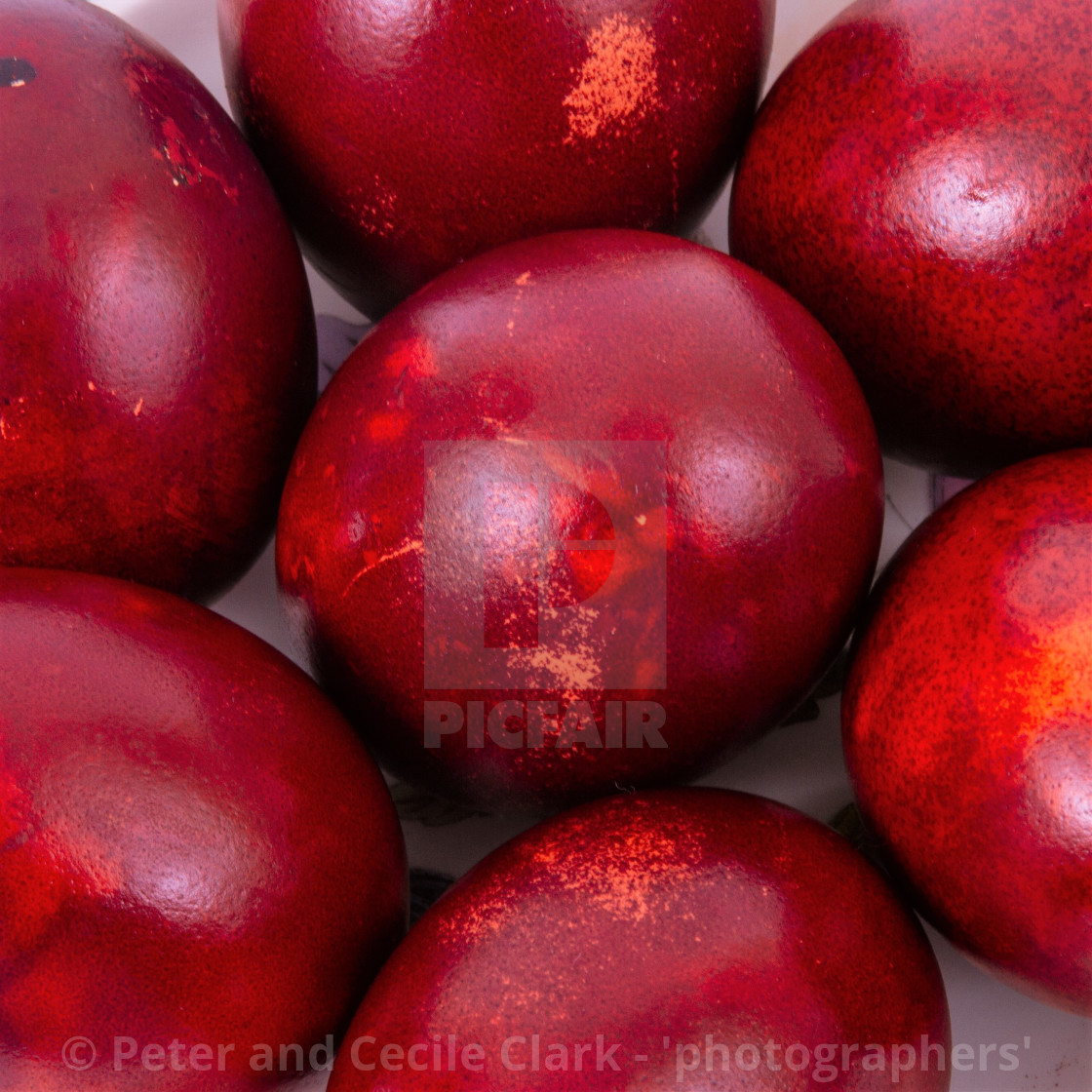 "Hard Boiled Eggs, Dyed Red for Easter" stock image