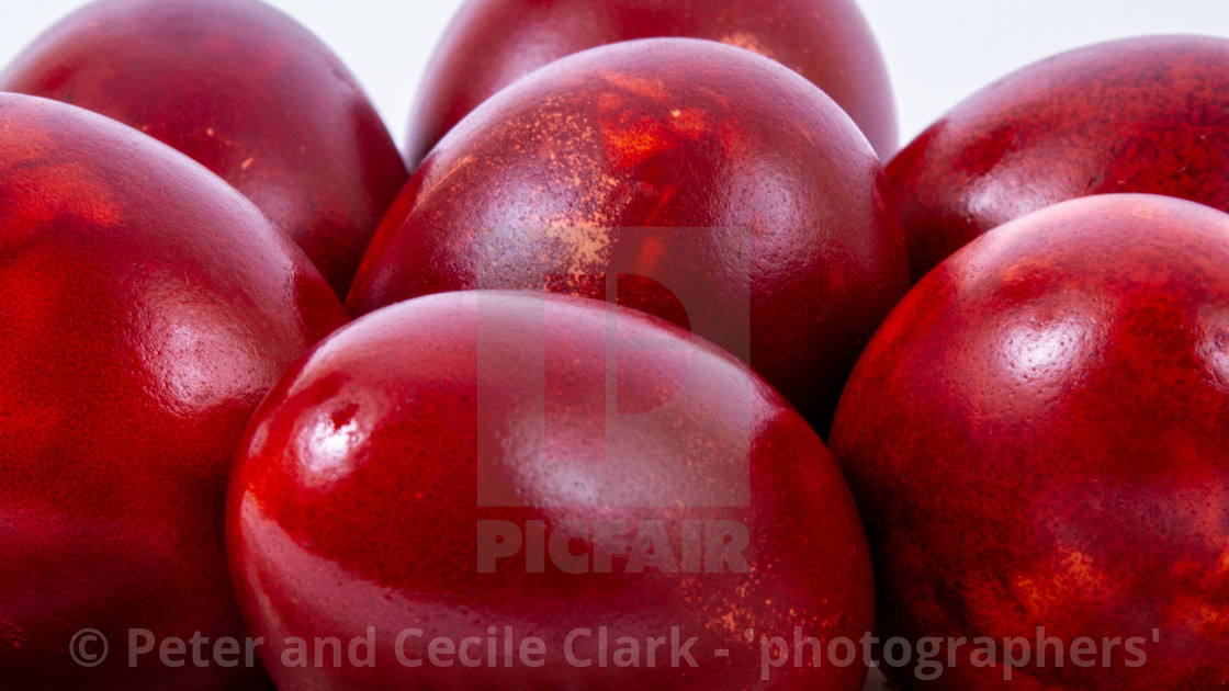 "Hard Boiled Eggs, Dyed Red for Easter" stock image