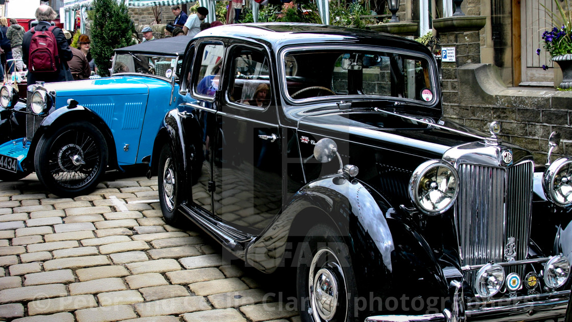 "Transport at the Haworth 1940’s Weekend. Classic MG Saloon Car." stock image