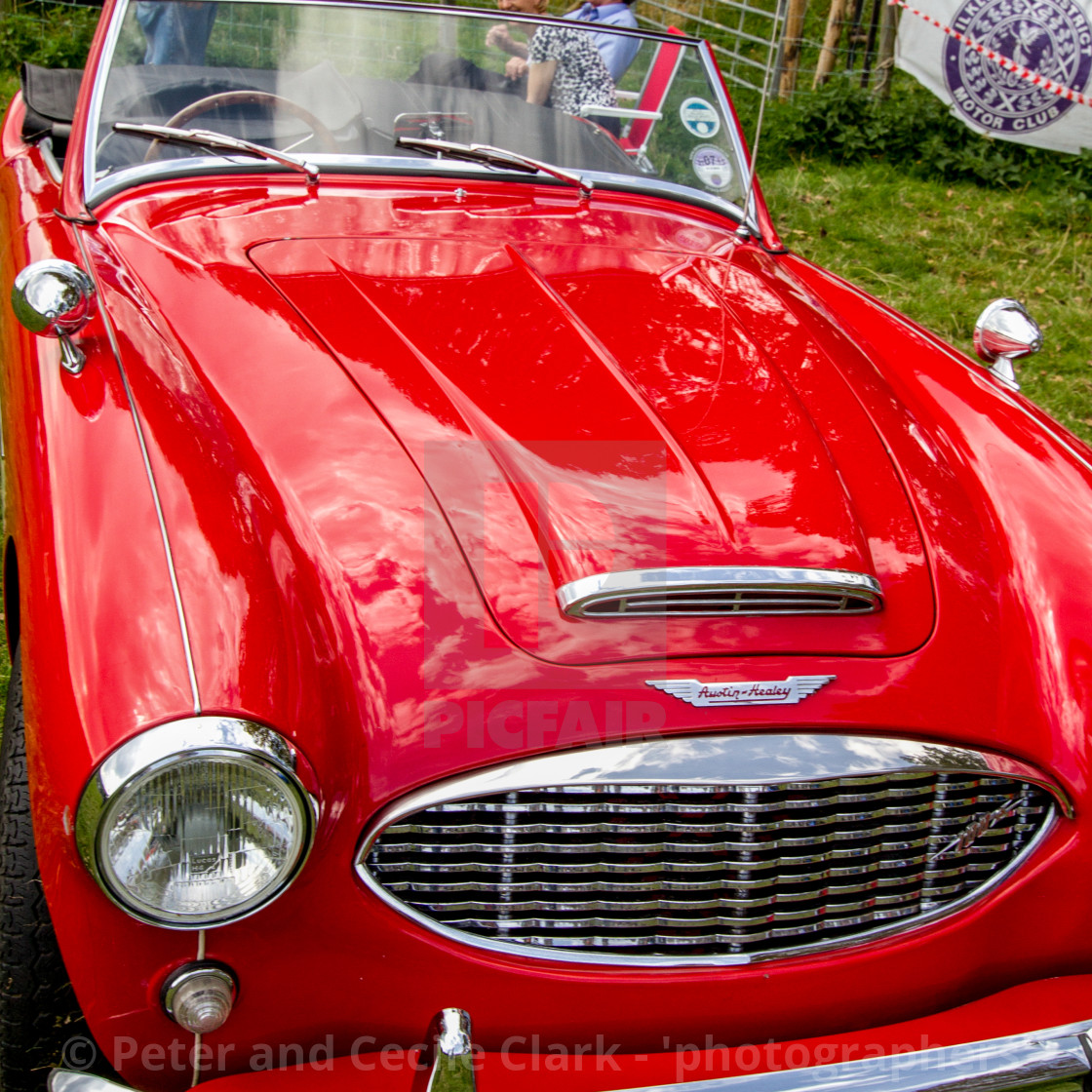 "Red Austin Healey 3000 Sports Car on display at Otley 2012 Vintage Transport Extravaganza" stock image