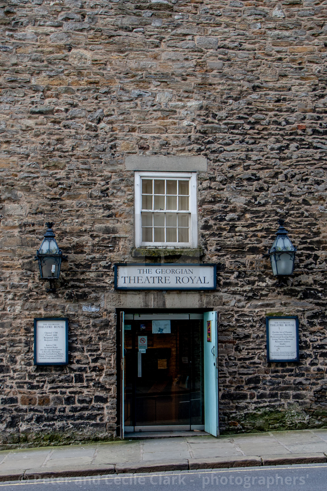 "The Georgian Theatre Royal Showing Entrance and Signs. Richmond, North Yorkshire." stock image