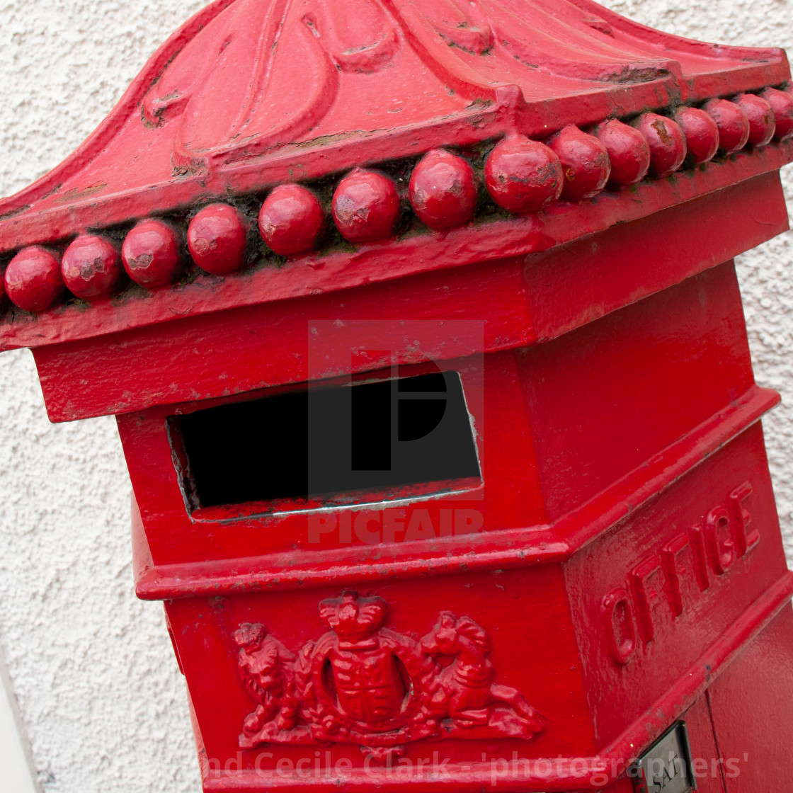 "Richmond, North Yorkshire, Pillar Post Box , Penfold." stock image