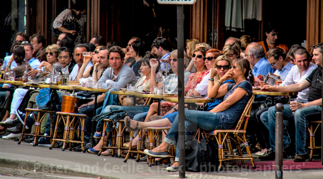 "Very Busy Pavement Cafe in Paris" stock image