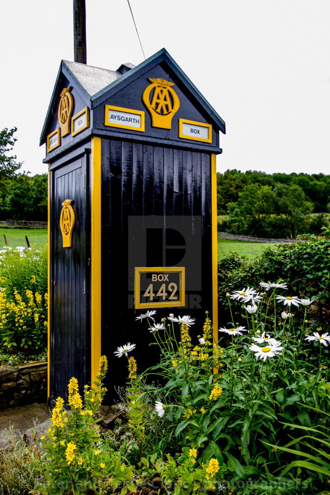 "AA Box no.442 nr. Aysgarth, Upper Wensleydale, Yorkshire." stock image