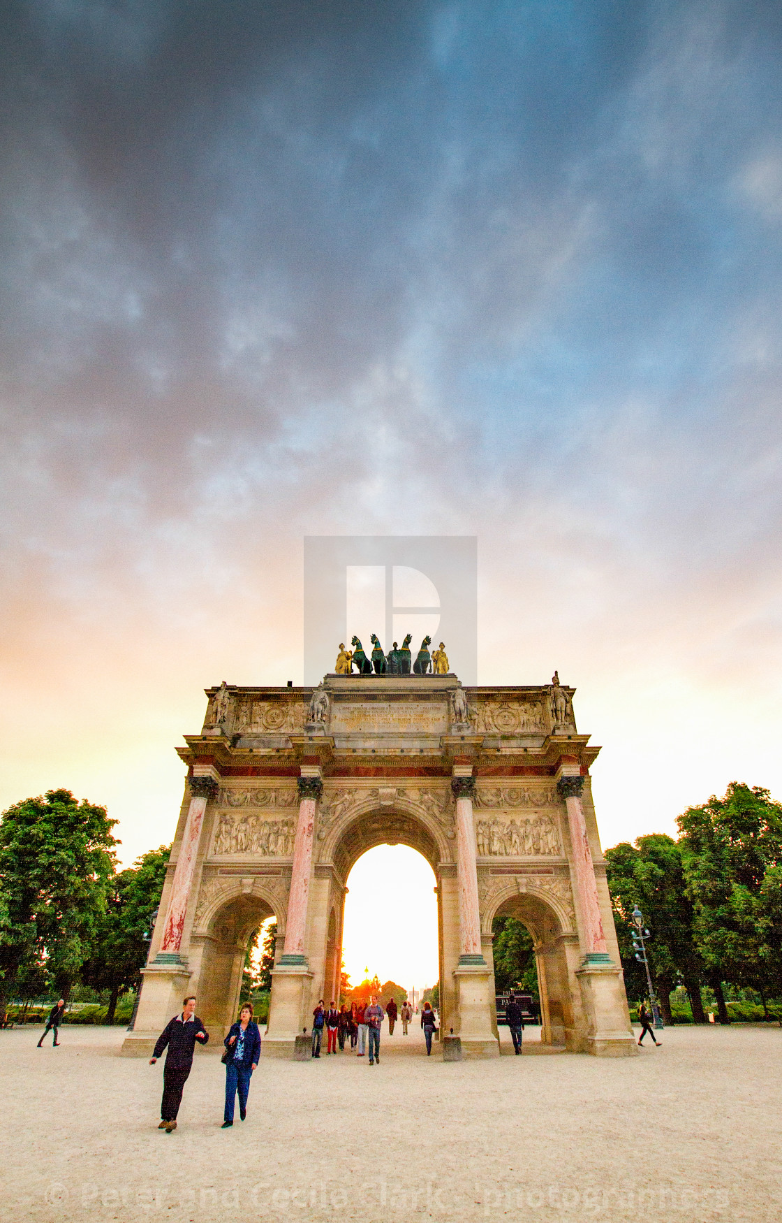 "The Arc de Triomphe du Carrousel in Paris. Tuileries Garden in the background" stock image