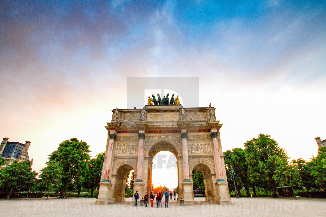 "The Arc de Triomphe du Carrousel in Paris. Tuileries Garden in the background" stock image