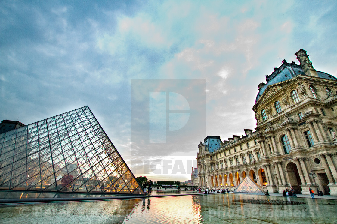 "The Louvre Pyramid and The Louvre, Paris" stock image