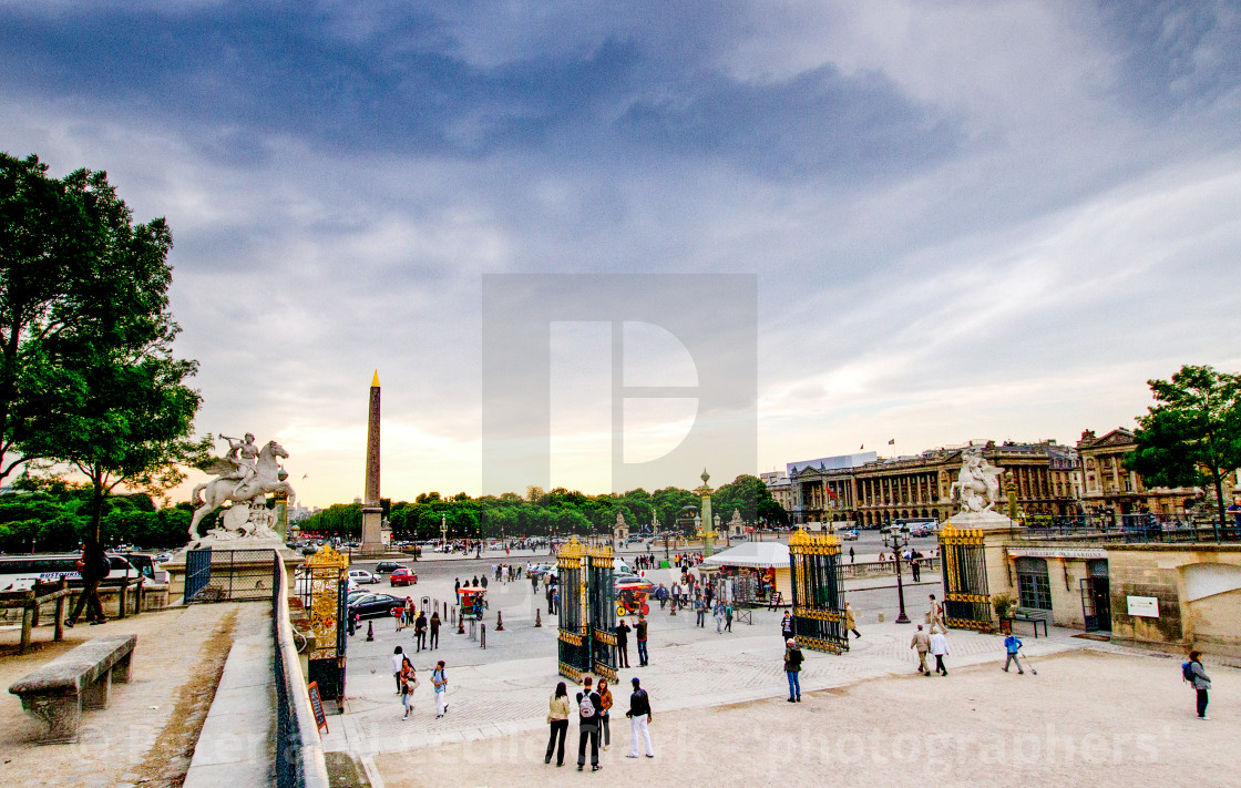 "Approach to Place de la Concorde, Luxor Obelisk in the Background, Paris" stock image