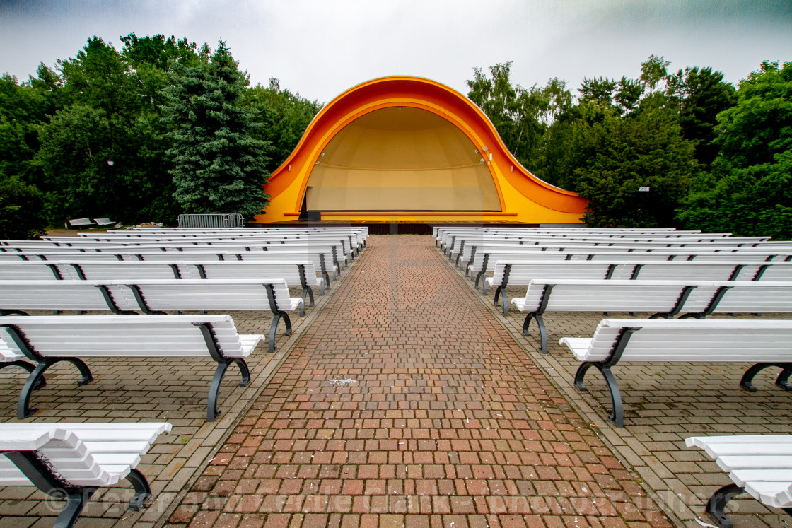 "Public outdoor concert shell, auditorium on the promenade in Swinoujscie, Poland" stock image