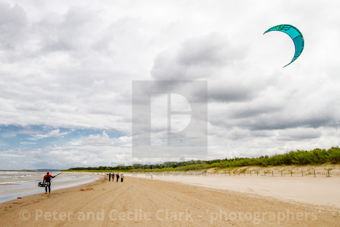 "Swinoujscie Beach, Poland, a Leisure and Sporting Attraction for Visiting Holidaymakers" stock image