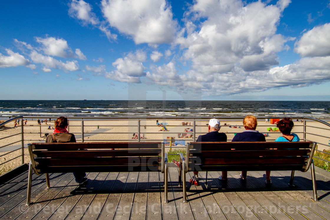 "Swinoujscie Beach, Poland, a Leisure and Sporting Attraction for Visiting Holidaymakers" stock image