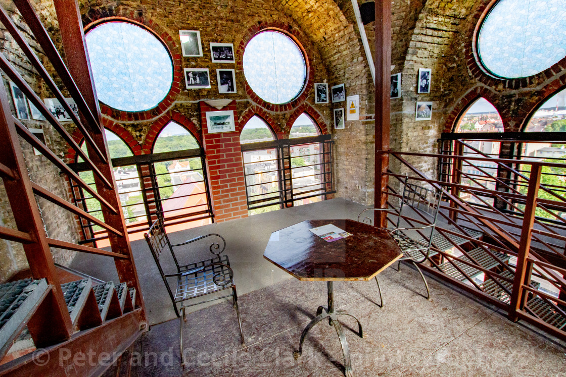 "Swinoujscie, Martin Luthers Church Tower. Now 'Cafe Wieza'" stock image