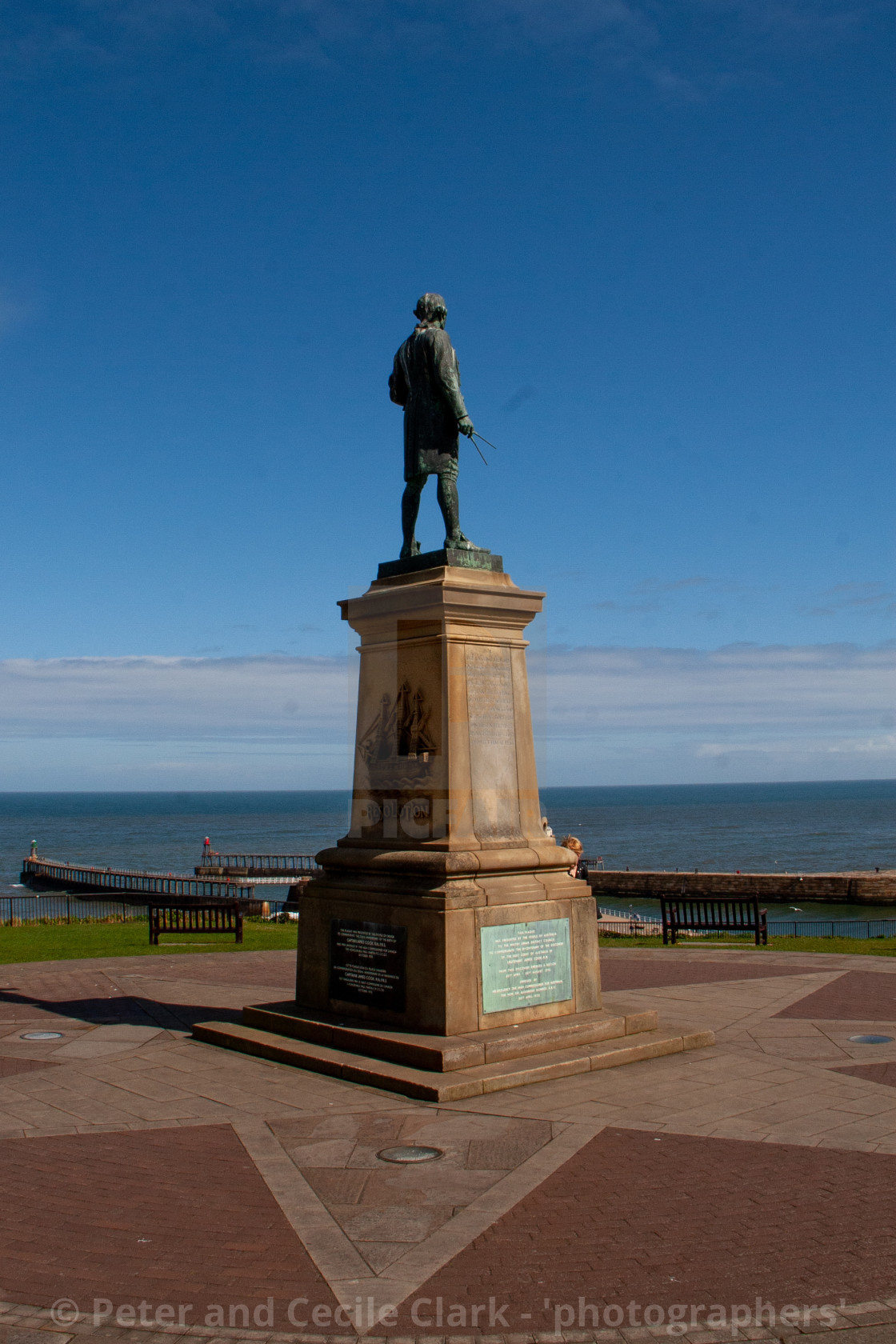 "Whitby, UK, Captain Cook Statue" stock image