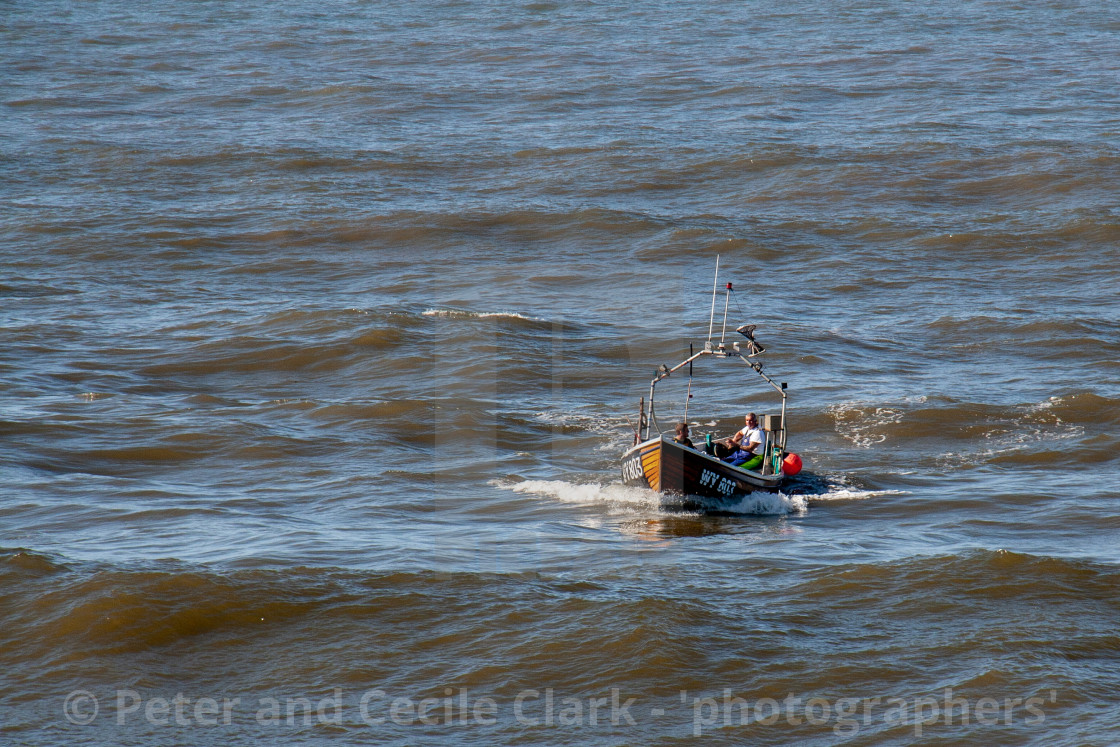 "Whitby Fishing Boat WY803 Ran Returning to Whitby Harbour. Yorkshire, England." stock image