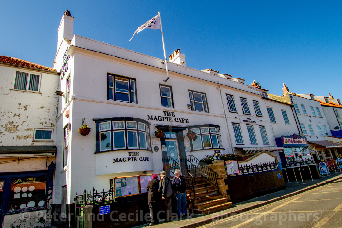 "Whitby,UK,Yorkshire,East coast, The Magpie Cafe. Photograph taken April 2013." stock image