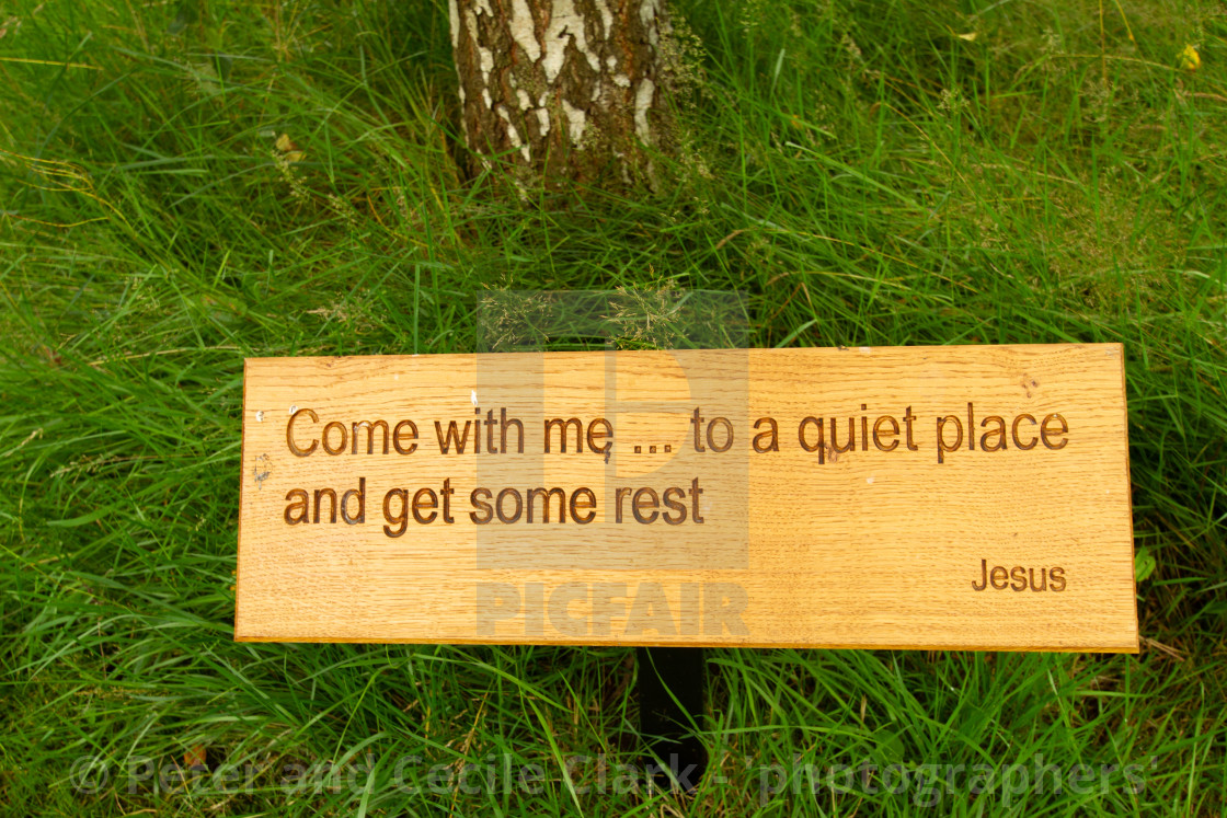 "St Mary's Church, Kettlewell. Religious Quotation from the Bible" stock image