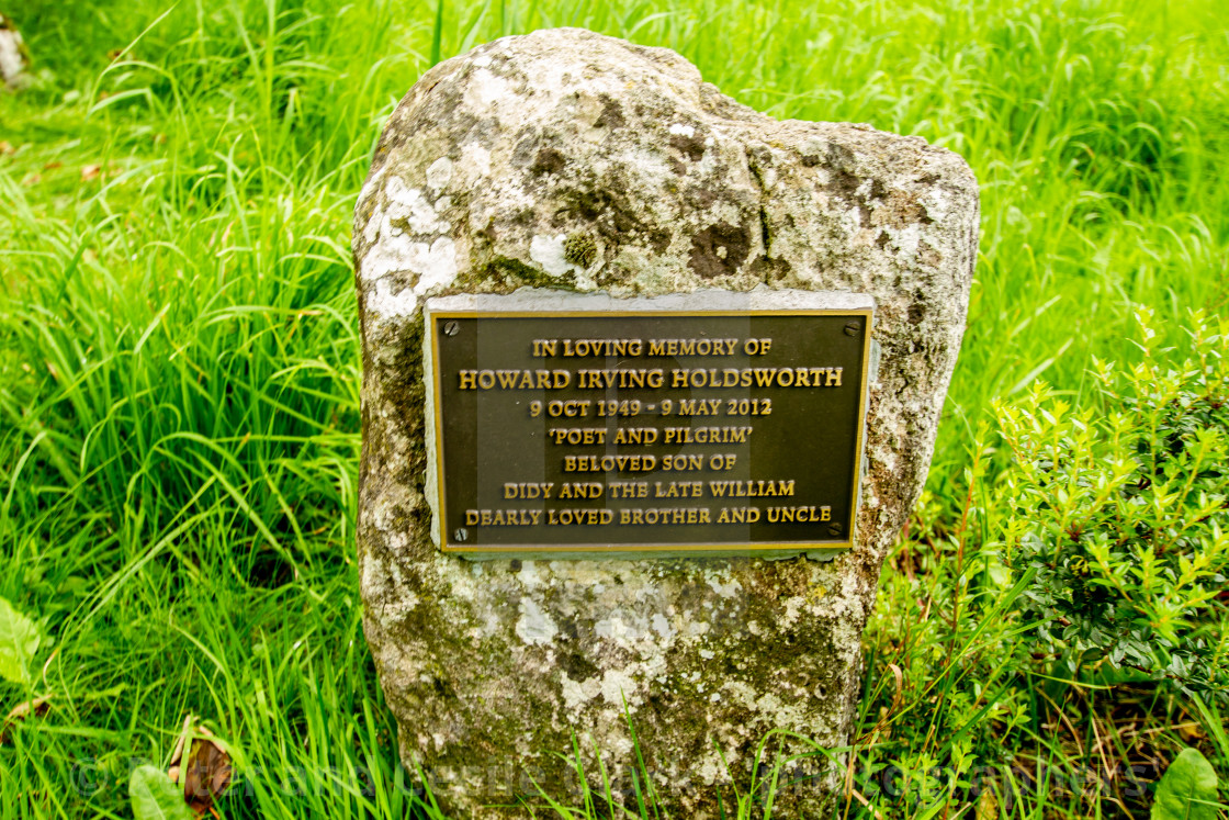 "Rock Headstone Memorial in St Mary's Churchyard, Kettlewell, Yorkshire Dales." stock image