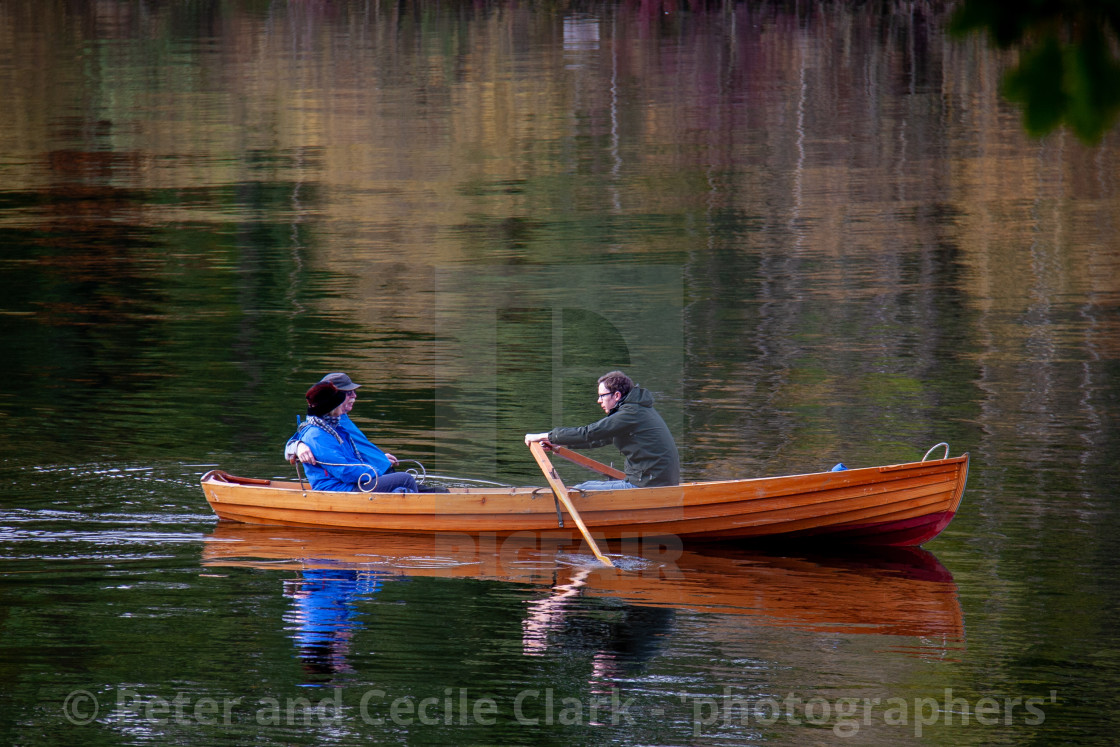 "Rowing Boat on Lake Derwentwater." stock image