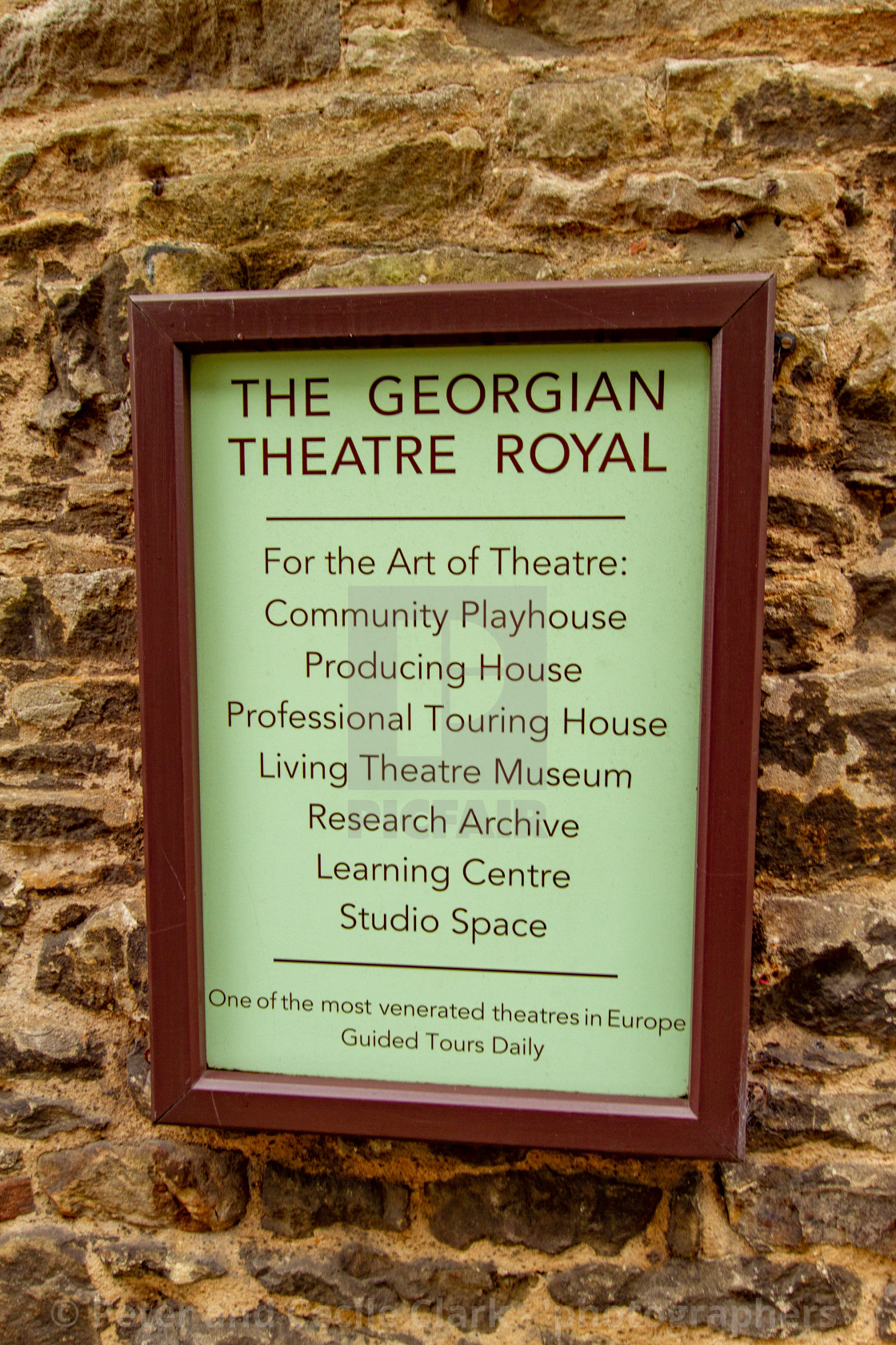 "The Georgian Theatre Royal, Sign, Richmond, North Yorkshire, UK" stock image