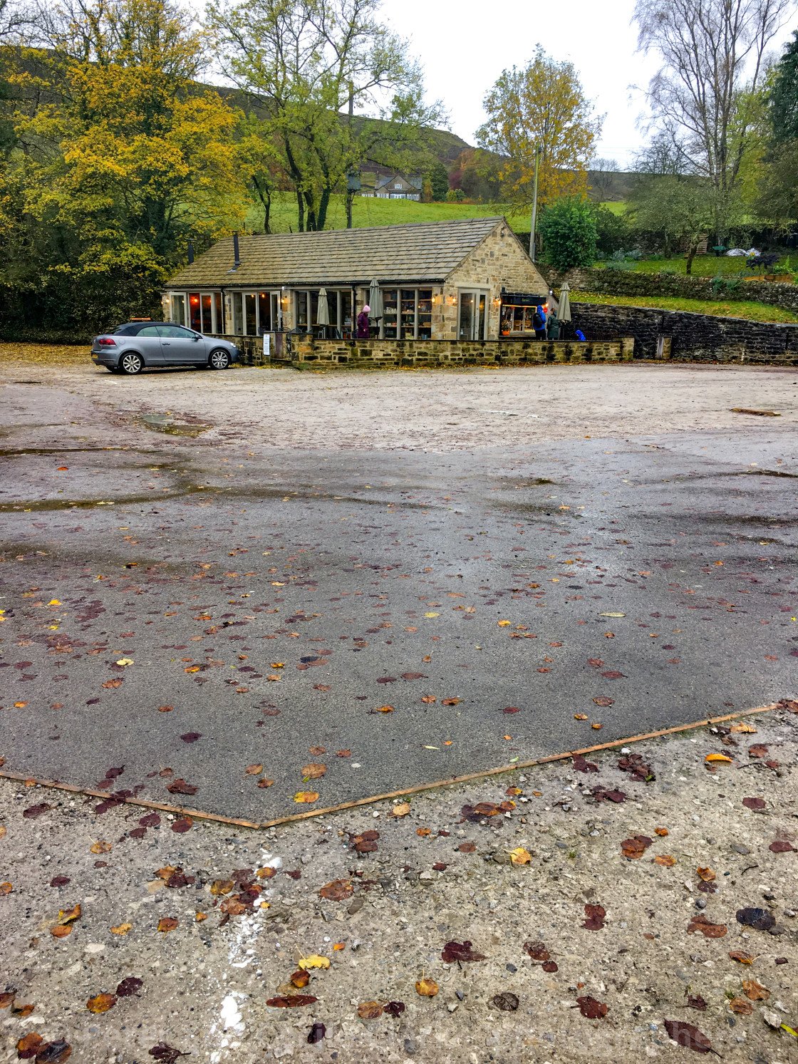 "Riverbank Cafe, Burnsall, Yorkshire Dales, England" stock image