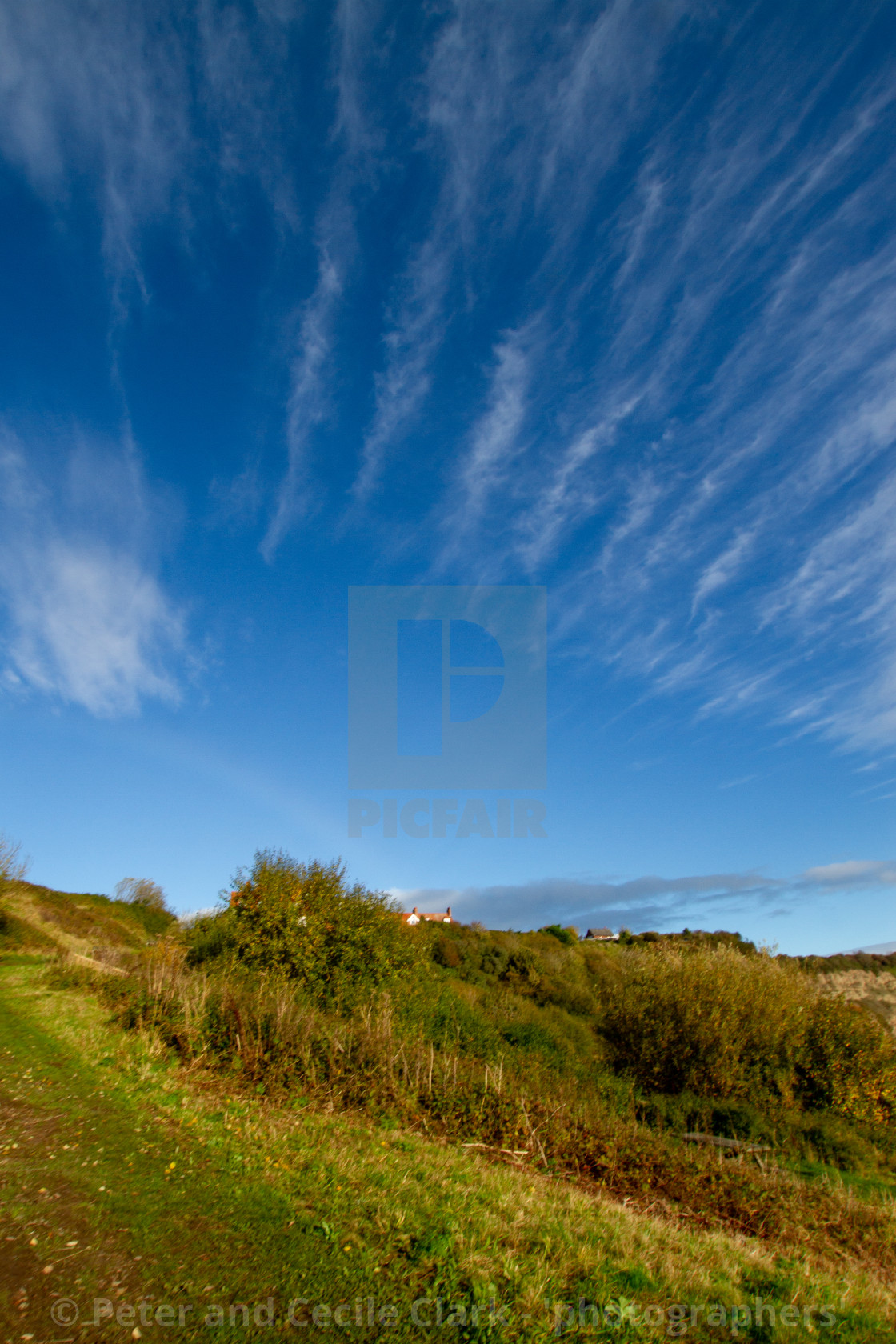 "View of the cliffs at Robin Hoods Bay on a Sunny Morning." stock image